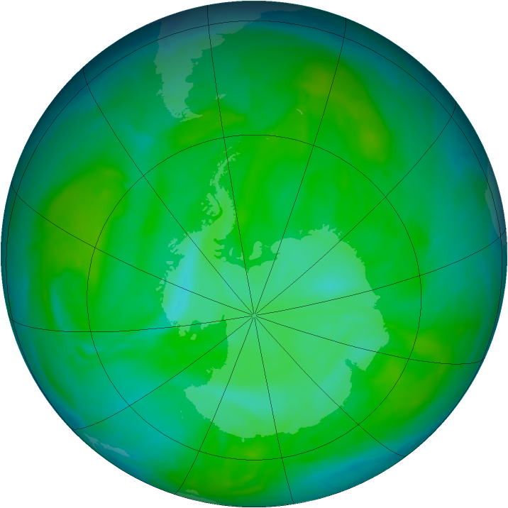 Antarctic ozone map for 10 December 2013